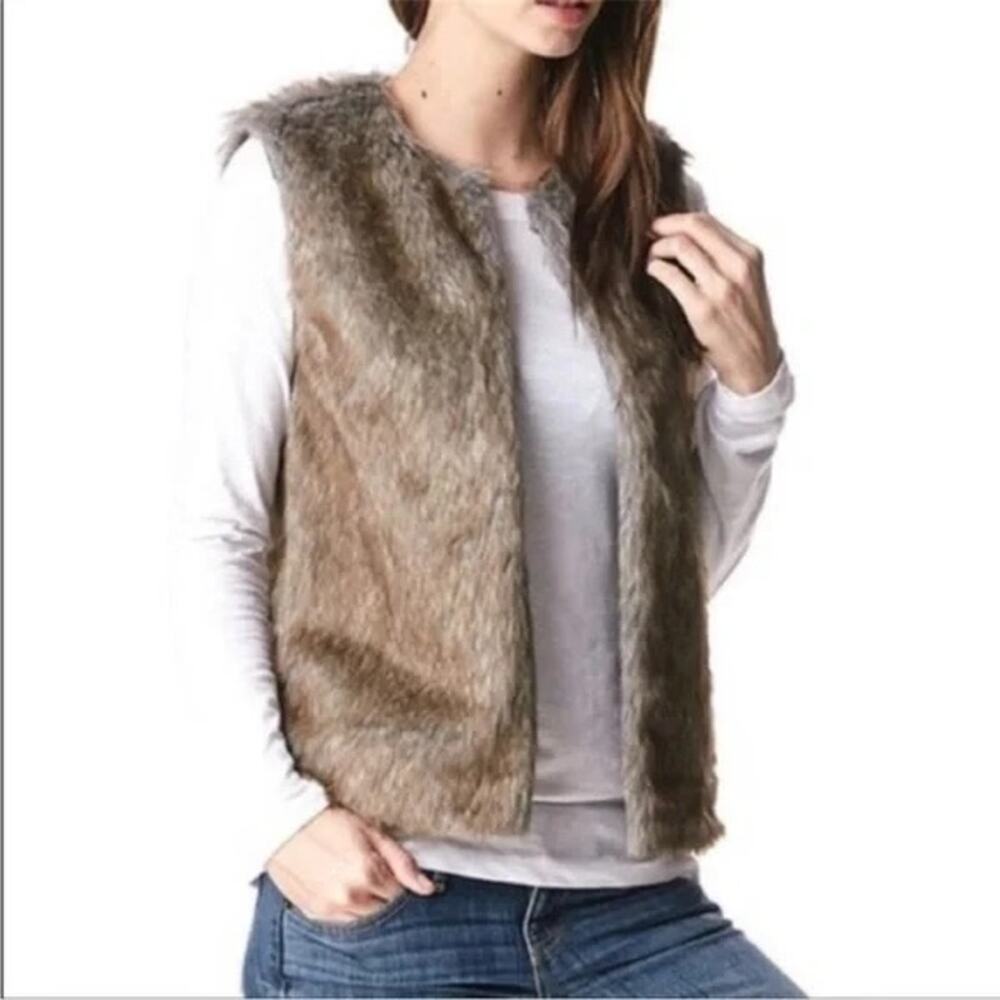 NWT Glamsia Faux Fur Vest in Tan/Brown Size XL